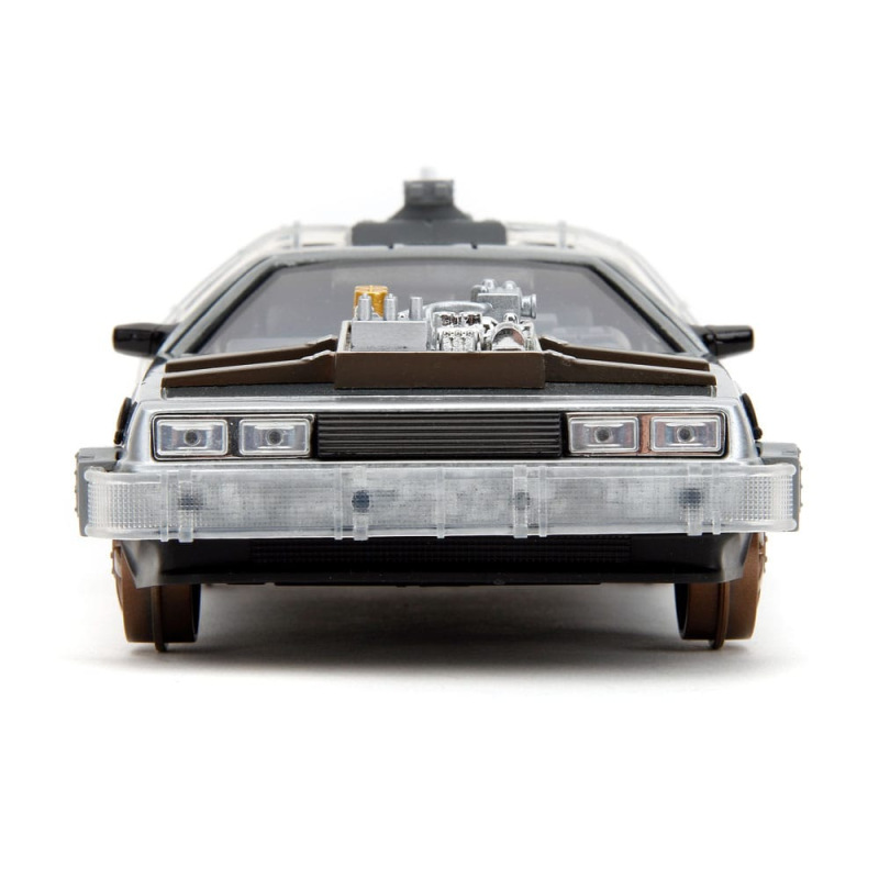 Back to the Future III Hollywood Rides Diecast Model 1/24 DeLorean Time Machine Railroad Wheels 1