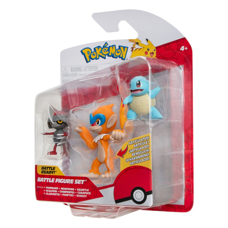 Pokémon Battle Figure Set 3-Pack Pawniard, Squirtle #1, Monferno 5 cm 1