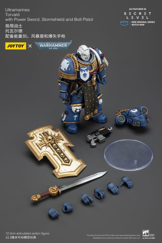 Warhammer 40,000 Action Figure Ultramarines Torvald with Power Sword, Stormshield and Bolt Pistol 13 1