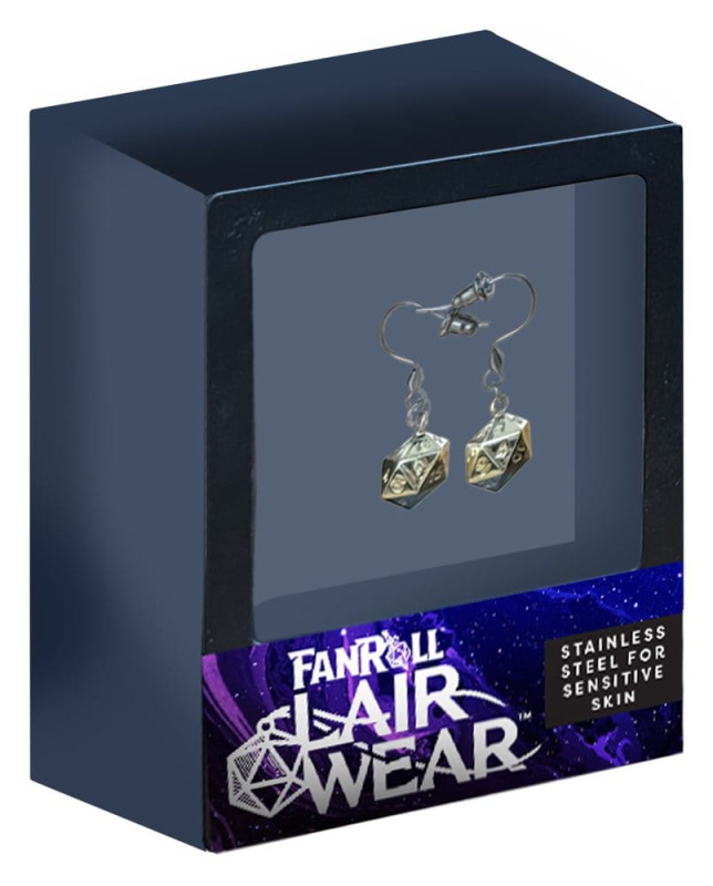 Lair Wear Dice Earrings D20 Gold Metal 1