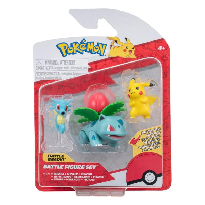 Pokémon Battle Figure Set 3-Pack Pikachu #2, Horsea, Ivysaur 5 cm