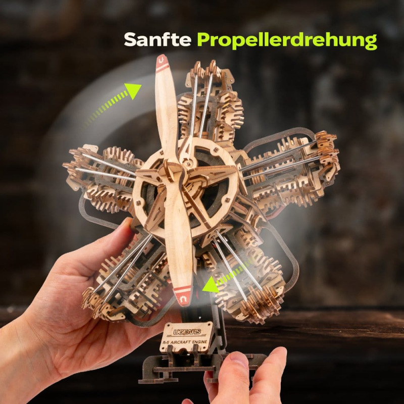 Ugears 3D Wooden Model Kit R-5 Aircraft Engine 25 cm 7