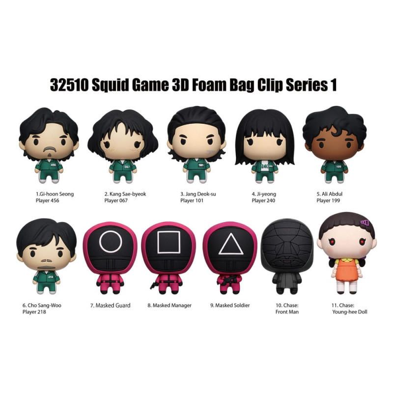 Squid Game 3D PVC Bag Clips Series 1 Display (24)
