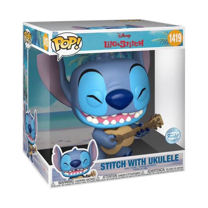Lilo & Stitch Super Sized Jumbo POP! Games Vinyl Figure Stitch w/Uke 25 cm 1