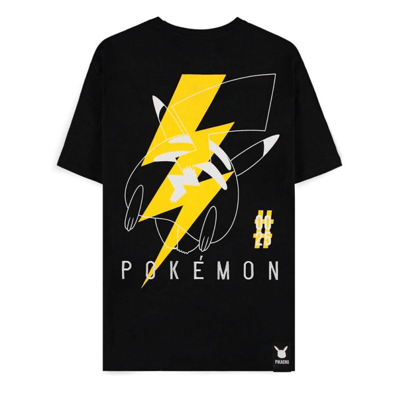Pokemon T-Shirt Black Pikachu Electrifying Line-art Size M