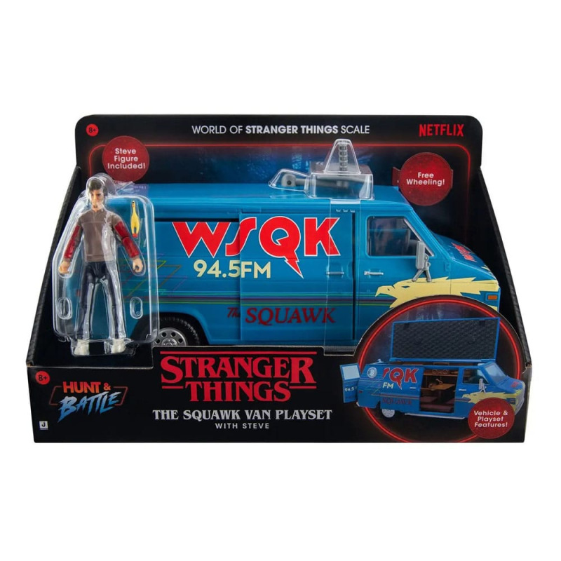 Stranger Things World Of Figure & Vehicle Vehicle with Actionfigure The Squawk van Playset with Stev 5