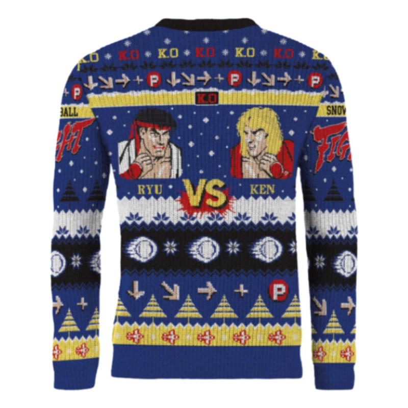 Street Fighter Christmas Sweater Ryu & Ken Size S 1