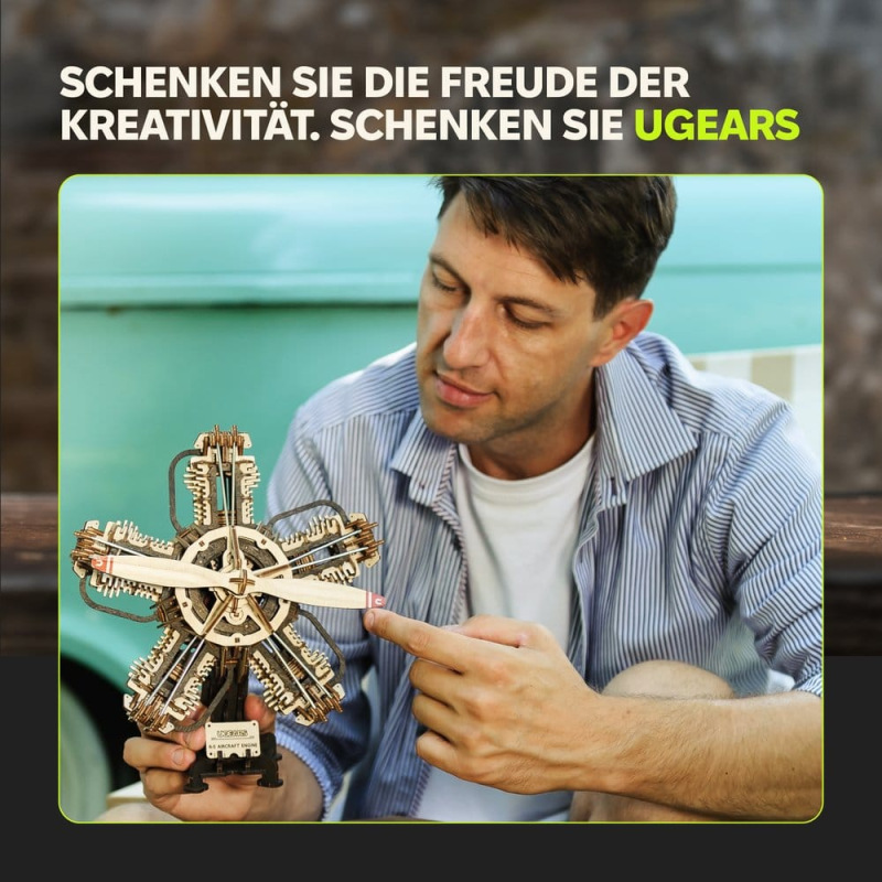 Ugears 3D Wooden Model Kit R-5 Aircraft Engine 25 cm 8