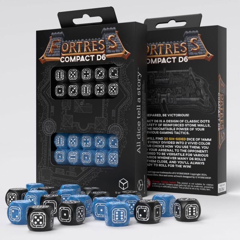 Fortress Compact D6 Dice Set Black&Blue (20)