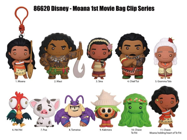 Moana 3D PVC Bag Clips Series 2 Display (24) 1