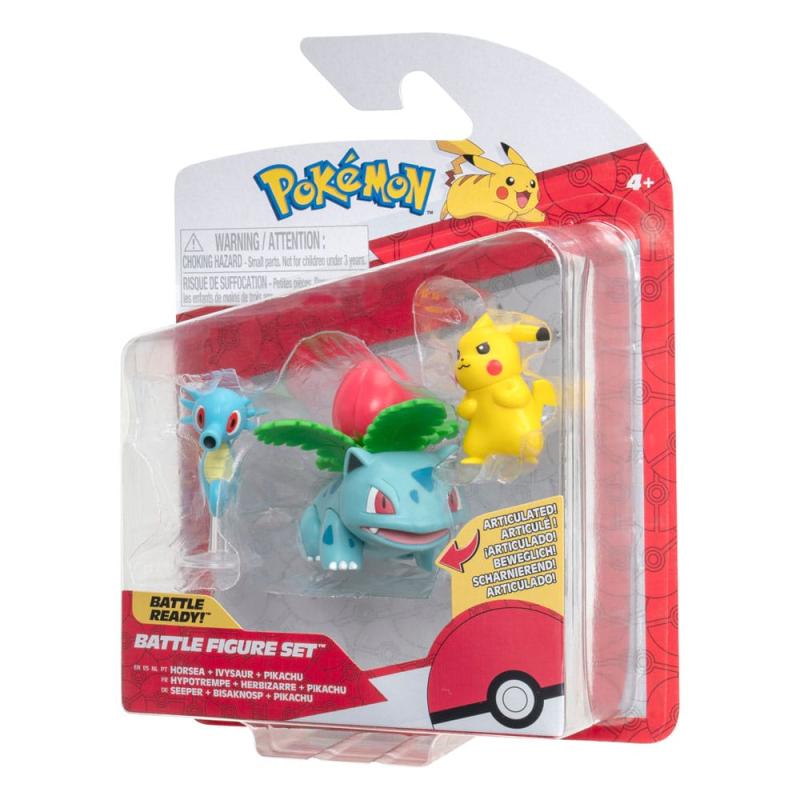 Pokémon Battle Figure Set 3-Pack Pikachu #2, Horsea, Ivysaur 5 cm