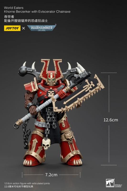 Warhammer 40k Action Figure 1/18 World Eaters Khorne Berzerker with Eviscerator Chainaxe 13 cm