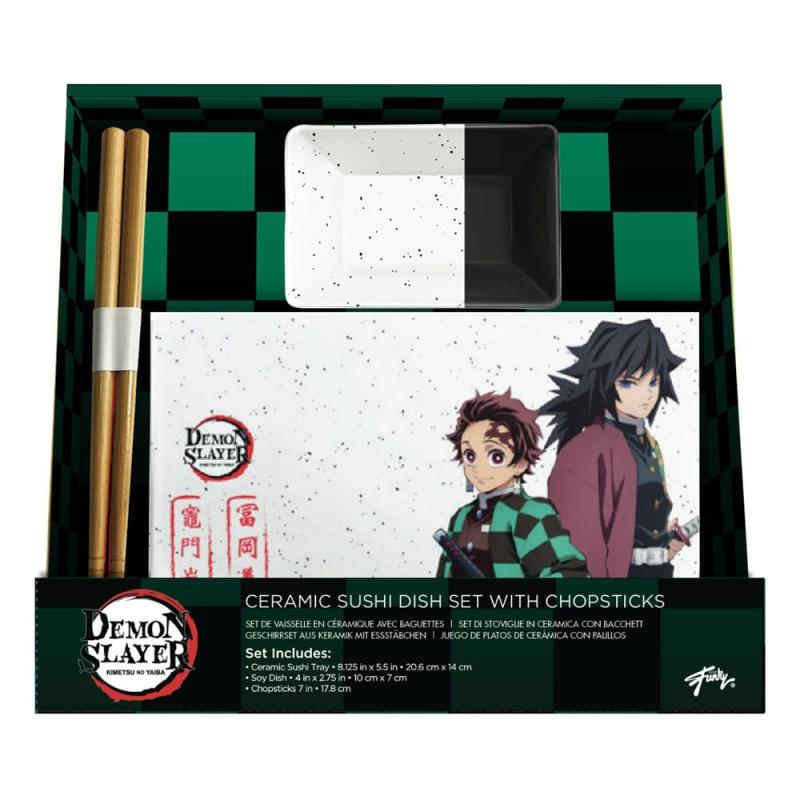 Demon Slayer Ceramic Sushi Set with Chopsticks Tanjiro & Giyu 1