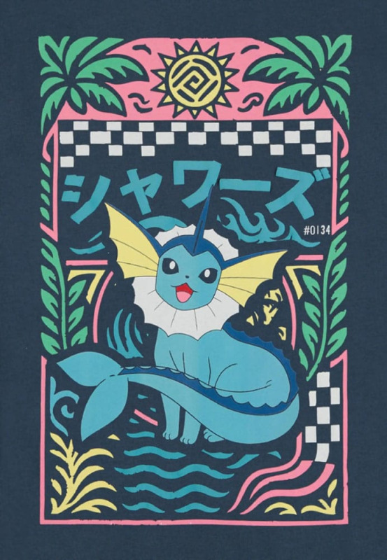 Pokémon T-Shirt Vaporeon Navy 2