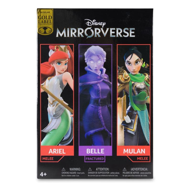 Disney Mirrorverse Action Figures Princess Pack Mulan, Belle (Fractured) & Arielle (Gold Label) 13 -