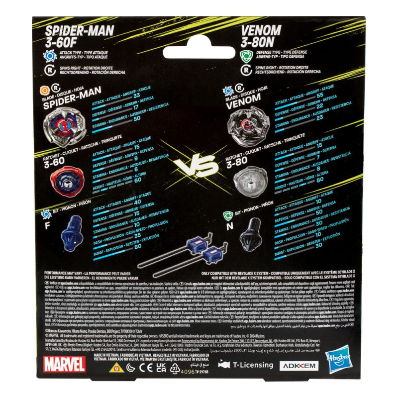 Beyblade X Marvel Collab Spider-Man 3-60F vs. Venom 3-80N 2