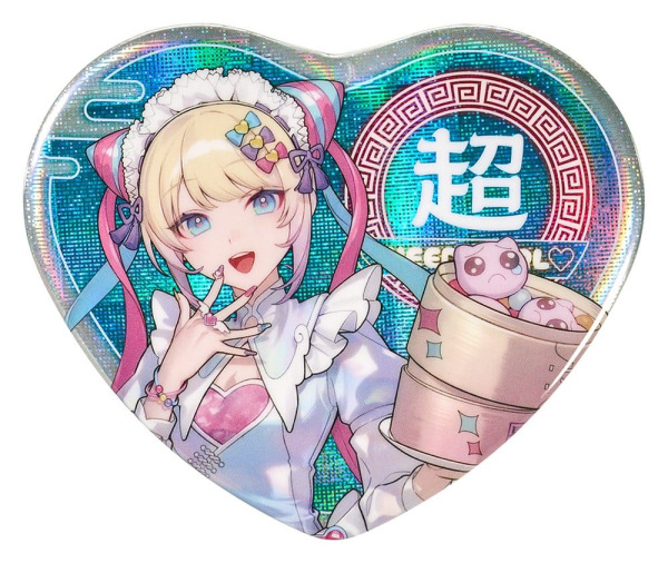 Needy Streamer Overload Needy Streamer Chinese Restaurant Series Heart-Shaped Pinback Button OMGkawa