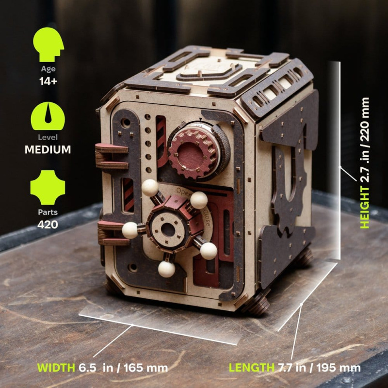 Ugears 3D Wooden Model Kit Safe Too 17 cm 3
