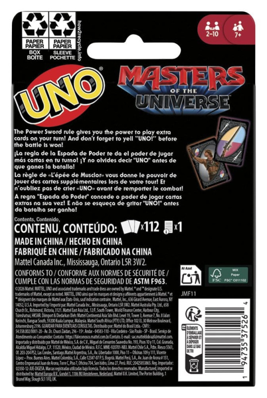 Masters of the Universe 2026 Movie UNO Card Game 5