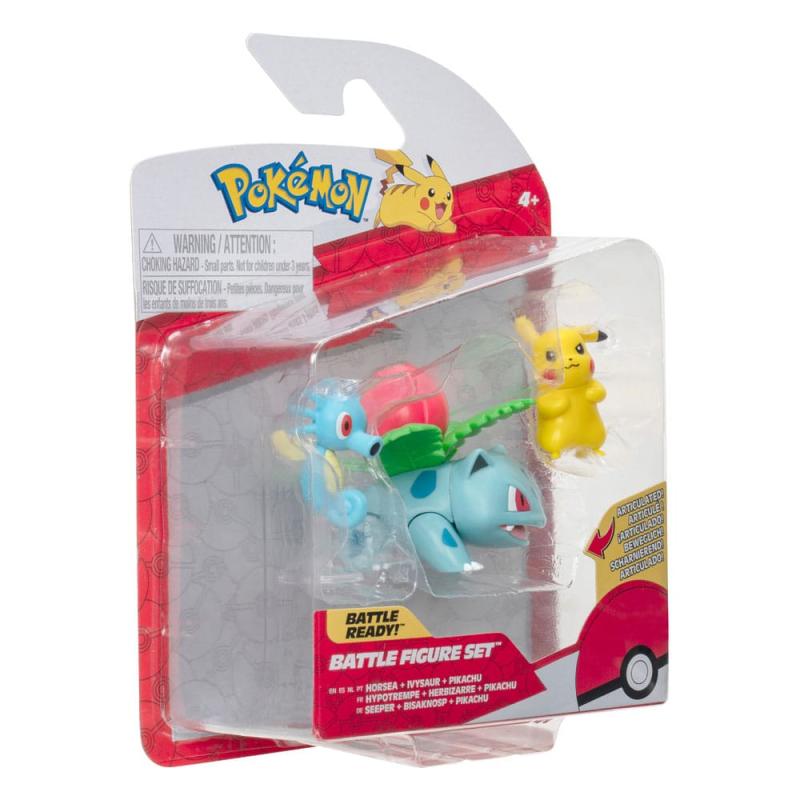 Pokémon Battle Figure Set 3-Pack Pikachu #2, Horsea, Ivysaur 5 cm