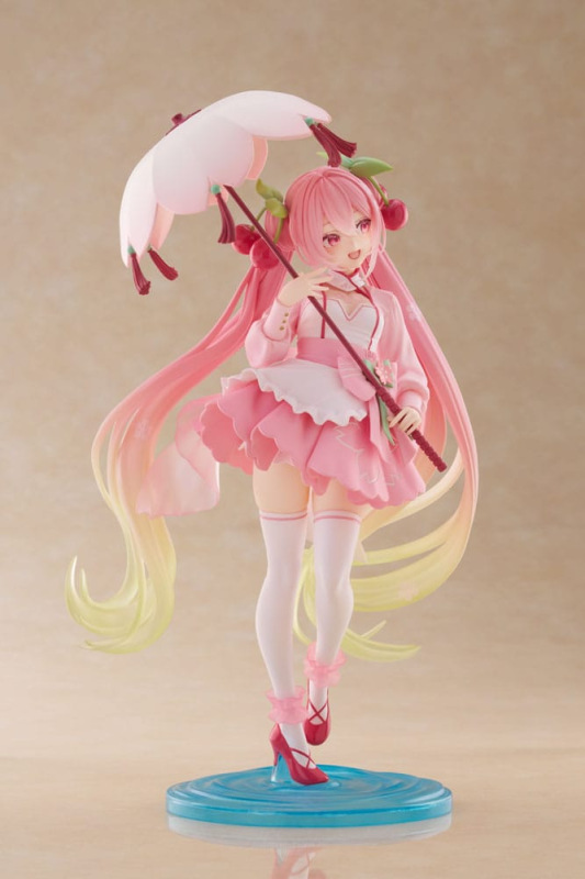 Hatsune Miku AMP PVC Statue Newley Written Sakura Miku Sakura Dress Ver. 21 cm 4