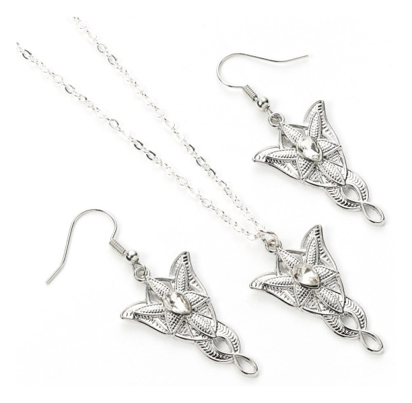Lord of the Ring Earrings and Necklace Gift Set Evenstar 1