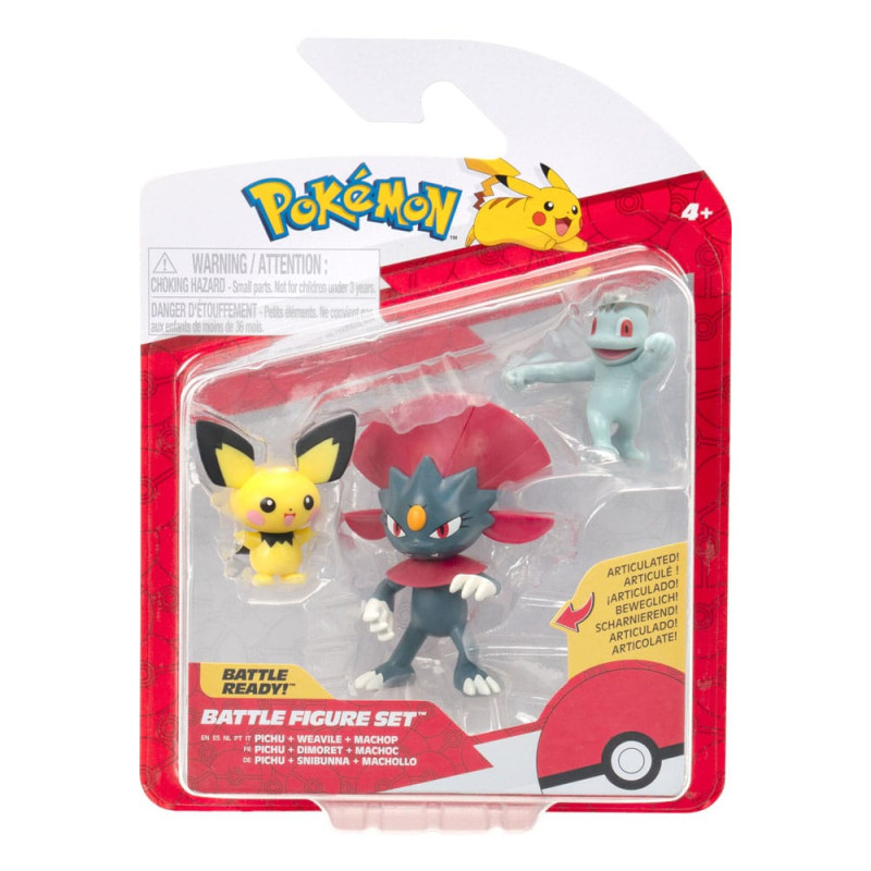 Pokémon First Partner Battle Figure Set Figure 3-Pack Pichu, Machop, & Weavile 2