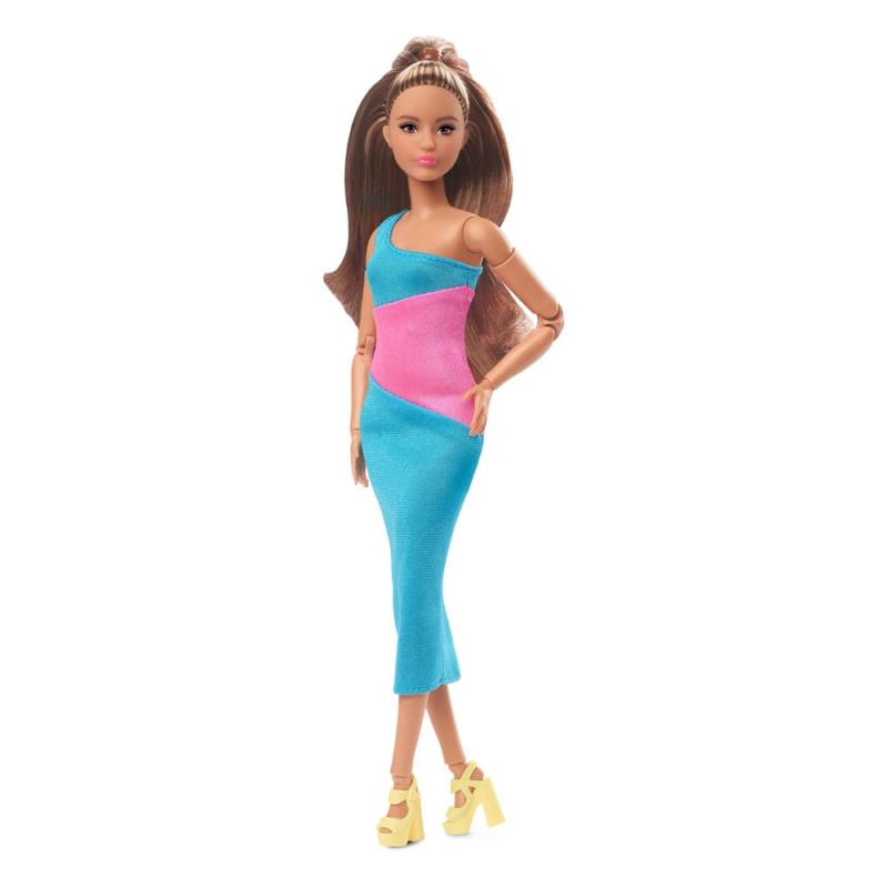 Barbie Signature Barbie Looks Doll Model #15 Brunette Ponytail, Turquoise/Pink Dress