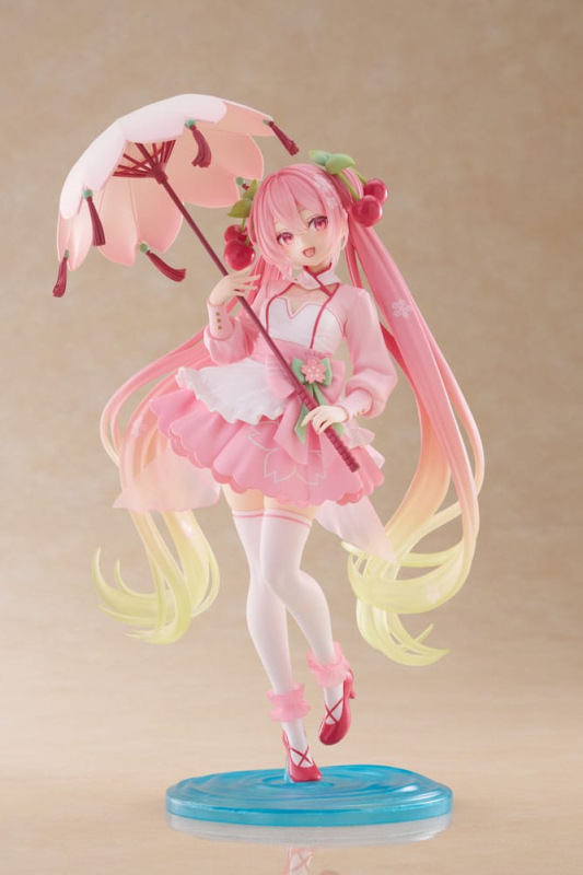 Hatsune Miku AMP PVC Statue Newley Written Sakura Miku Sakura Dress Ver. 21 cm 1