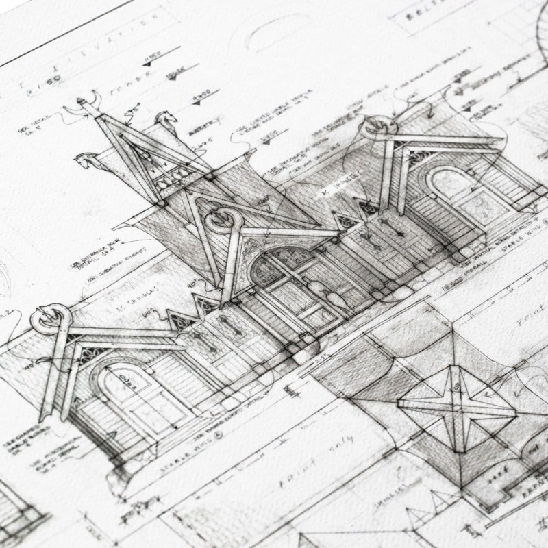 Lord of the Rings Blueprint Art Print The Stable of Edoras 59 x 42 cm 2
