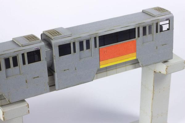 Original Character Series 1000 1/150 Paper Model Kit Tama Intercity Monorail (4 cars) 48 cm