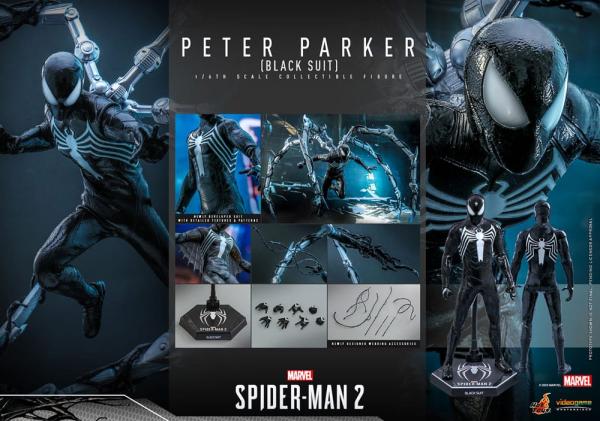 Spider-Man 2 Video Game: Peter Parker Black Suit 1/6 Masterpiece Action Figure - Hot Toys