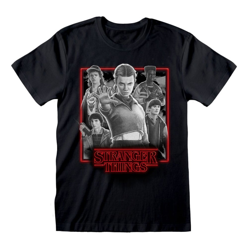 Stranger Things T-Shirt Characters in Glowing Box Black and White