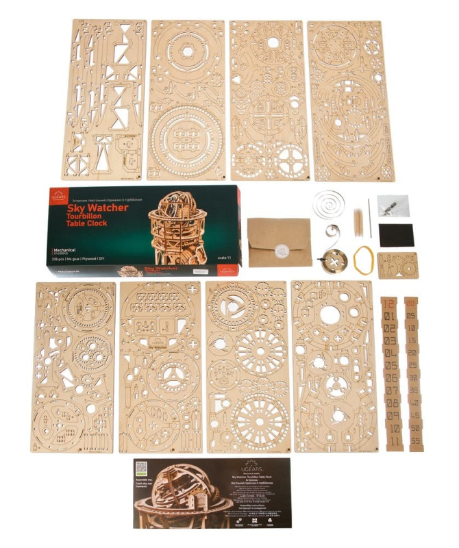 Ugears 3D Wooden Puzzle Sky Watcher Tourbillon Table Clock 1