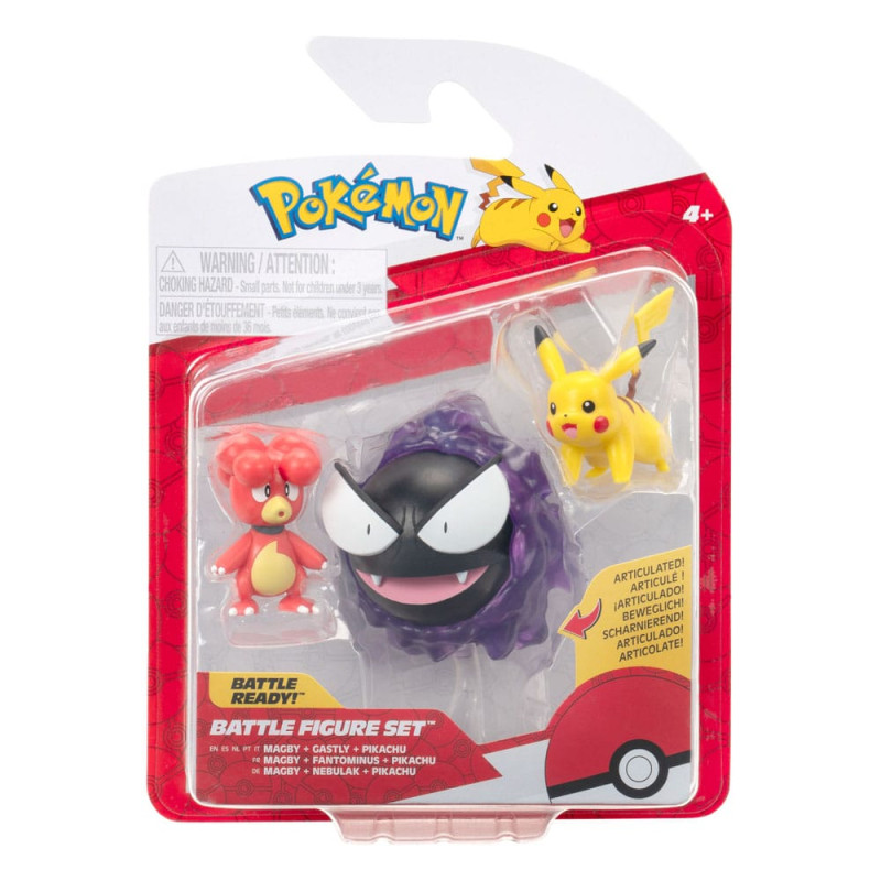 Pokémon First Partner Battle Figure Set Figure 3-Pack Magby, Pikachu & Gastly 2