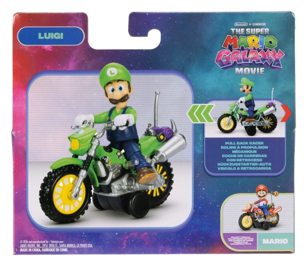 The Super Mario Galaxy Movie Action Figure with Pull Back Motorcycle Luigi 6 cm 3