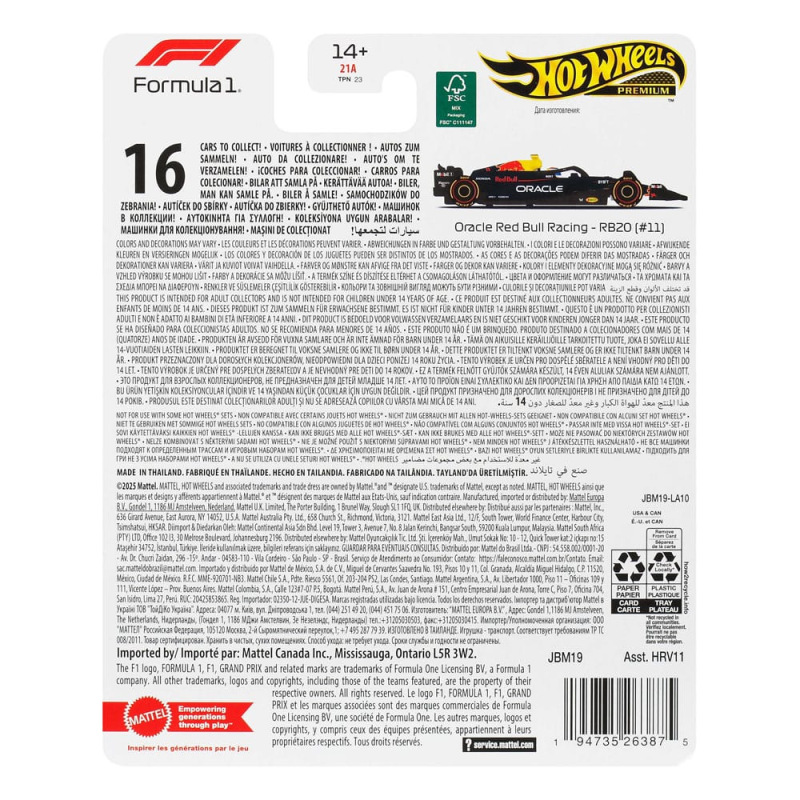 Formula 1 Hot Wheels Premium Diecast Vehicle 1/64 Oracle Red Bull Racing RB20 (#11) (Sergio Perez 20 2
