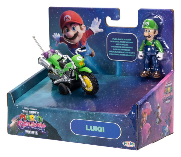 The Super Mario Galaxy Movie Action Figure with Pull Back Motorcycle Luigi 6 cm 2