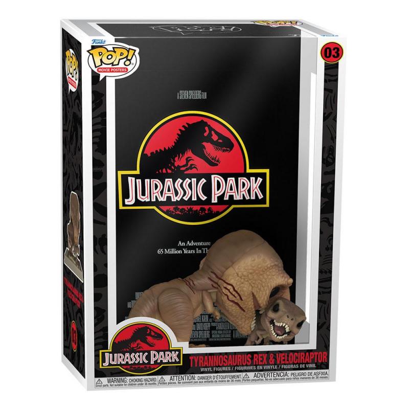 Jurassic Park: Tyrannosaurus Rex & Velociraptor 9 cm POP! Movie Poster & Figure - Funko
