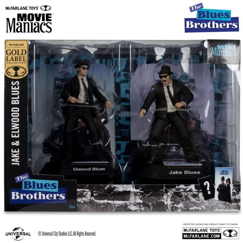 The Blues Brothers Movie Maniacs PVC Statue 2-Pack Jake & Elwood Blues (Gold Label) 15 cm