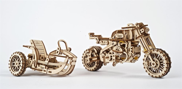 Ugears 3D Wooden Puzzle Scrambler UGR-10 with sidecar 14