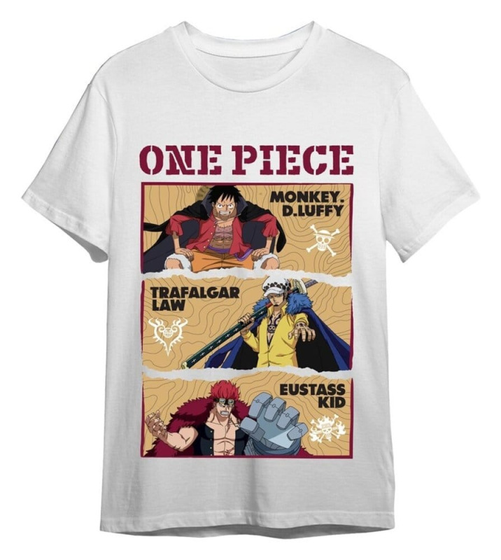 One Piece T-Shirt Luffy/Trafalgar/Eustass White Size XL 1