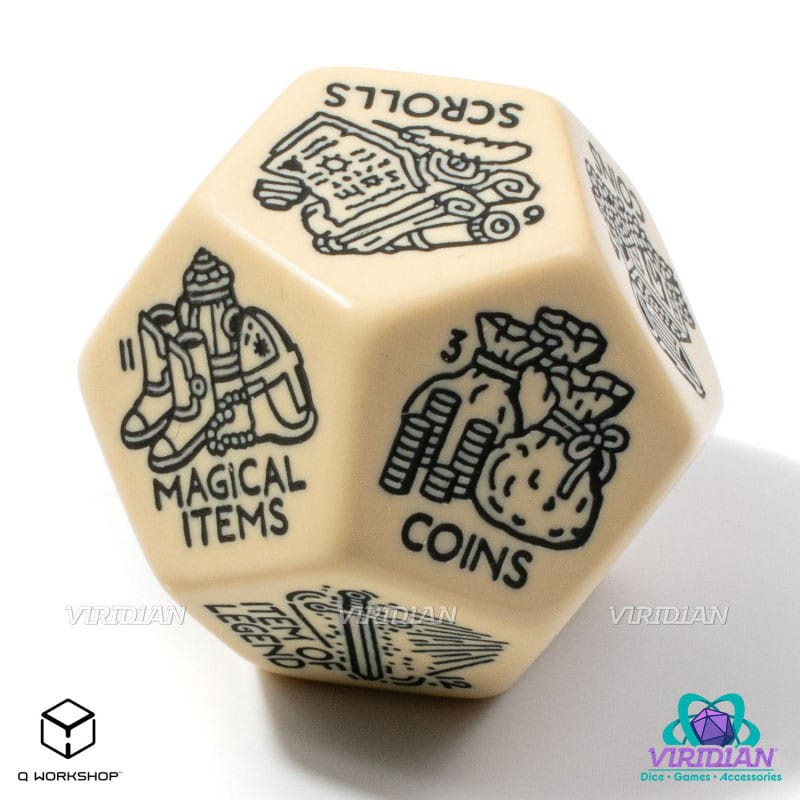 Viridian Jumbo Dice Treasure Generator Die D12 Beige 2