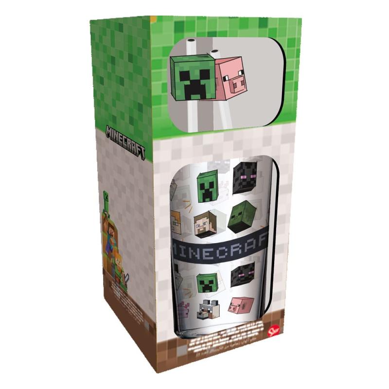 Minecraft Glass Tumbler with Straws Characters