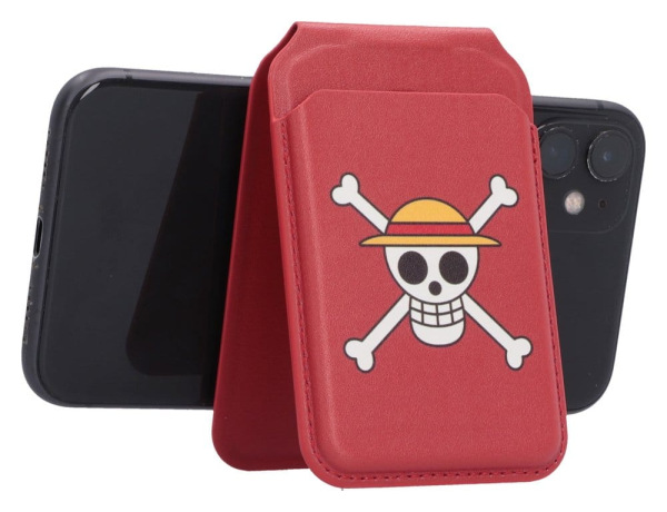 One Piece Card Holder Luffy Jolly Roger (Red) 10 cm 2