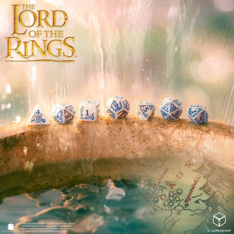 The Lord of the Rings Dice Set of 7 Rivendell (Stone) 8