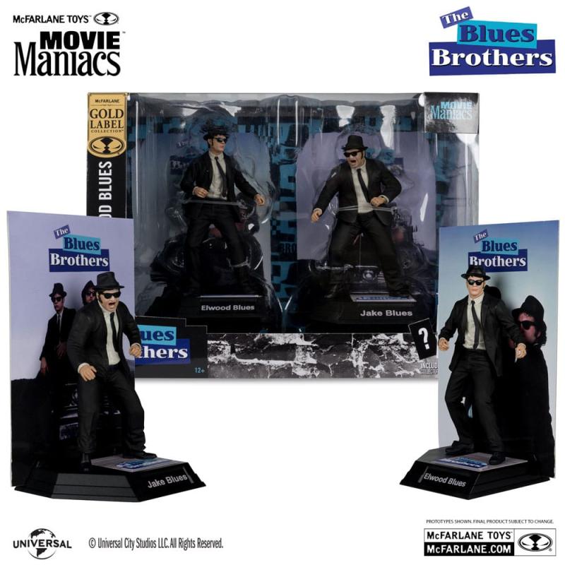 The Blues Brothers Movie Maniacs PVC Statue 2-Pack Jake & Elwood Blues (Gold Label) 15 cm