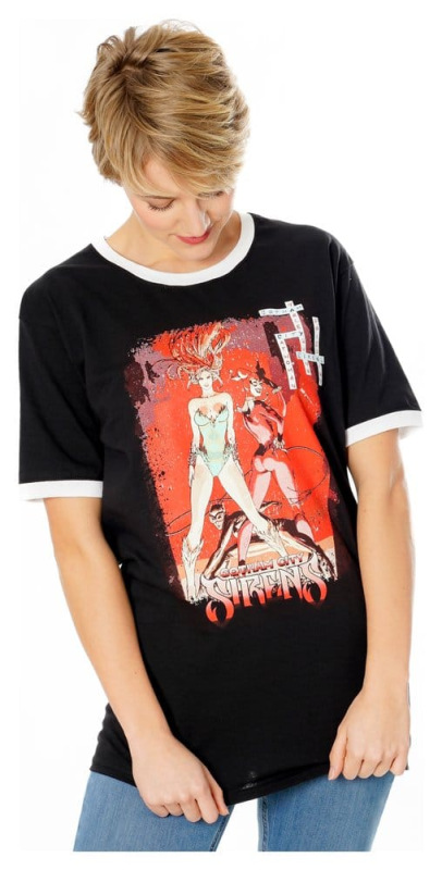 Gotham City Sirens T-Shirt Crossword Black Ringer Size S 7