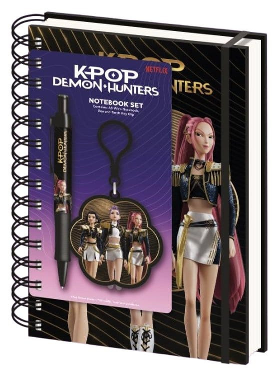 KPop Demon Hunters Notebook with Pen & Charm Golden Display (10)