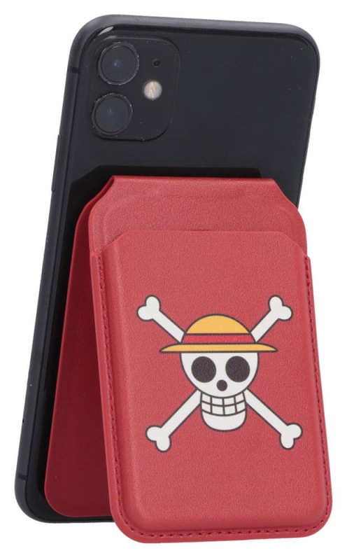 One Piece Card Holder Luffy Jolly Roger (Red) 10 cm 1